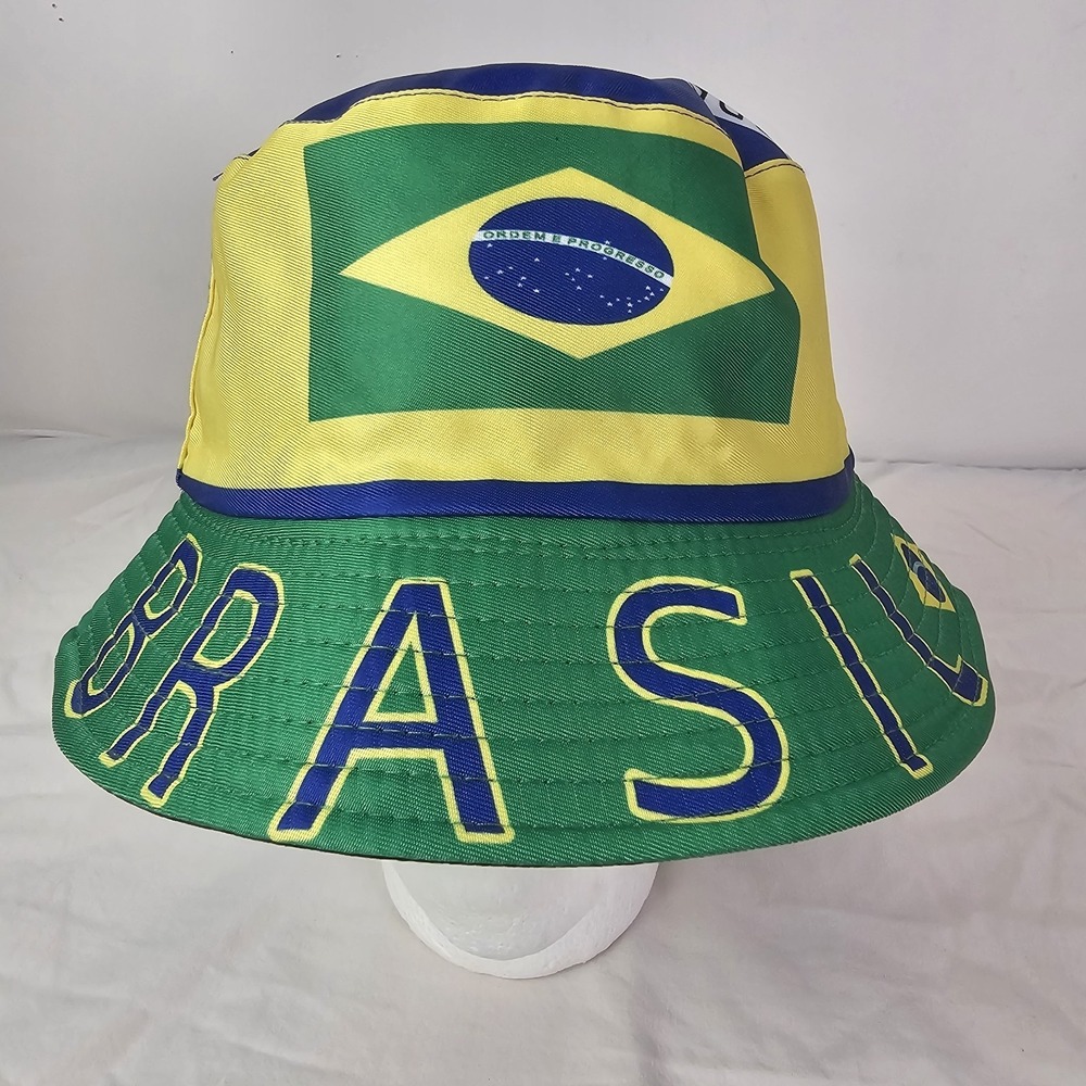 Brazil Bucket Hat Football Soccer Travel Vacation Packable Ordem Progresso OSFA
